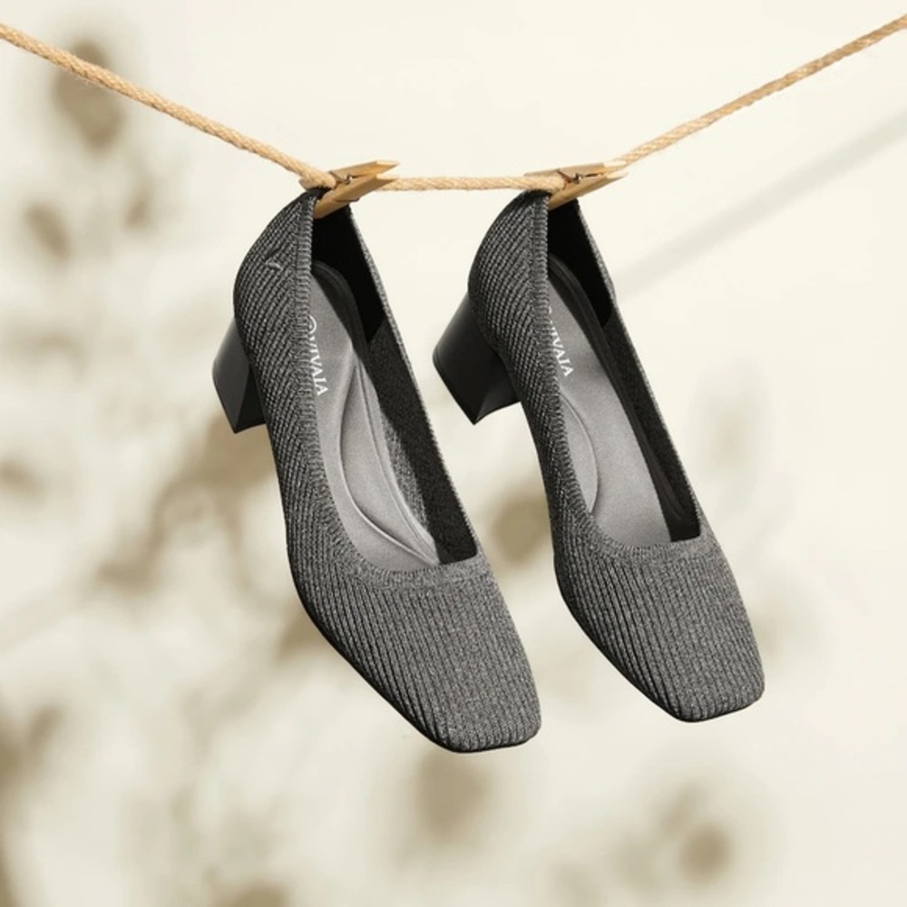 VIVAIA Square-Toe Chunky Heels grey size 37